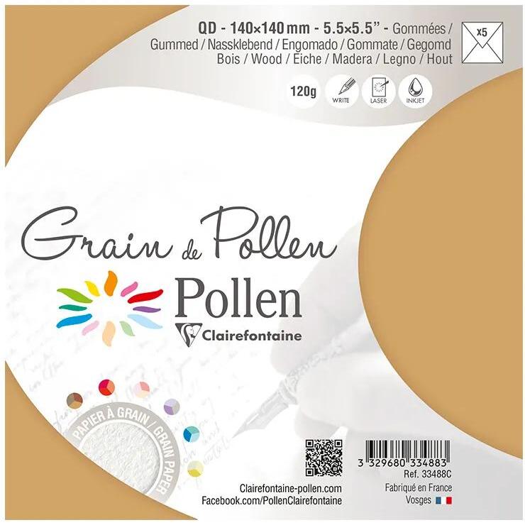 Paquet de 5 enveloppes Grain de Pollen 140x140mm 120g/m²