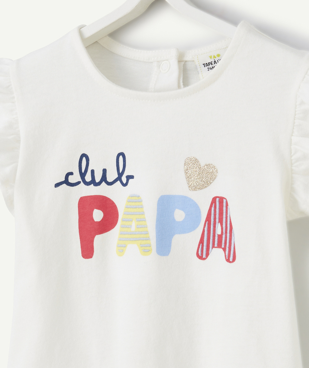 t-shirt bébé fille en coton bio blanc message club papa