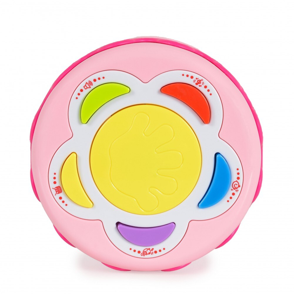Moni Musiktrommel, Babytrommel Spieluhr, Musikfunktion, Licht, Lautstärkeregler pink