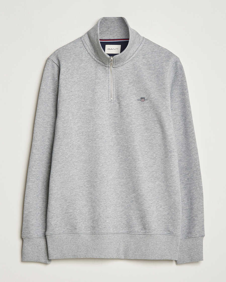 GANT Original Shield Half Zip Sweater Grey Melange