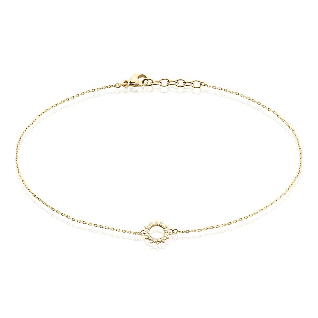 Chaîne De Cheville Aku Plaqué Or Doré Oxyde De Zirconium Blanc