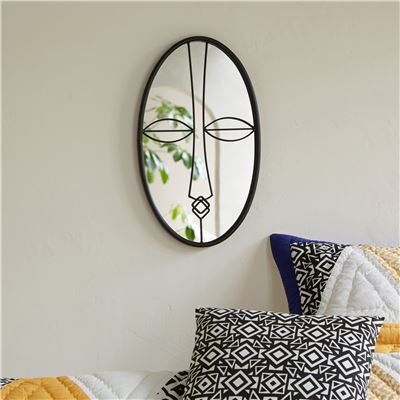Miroir ovale décor ethnique