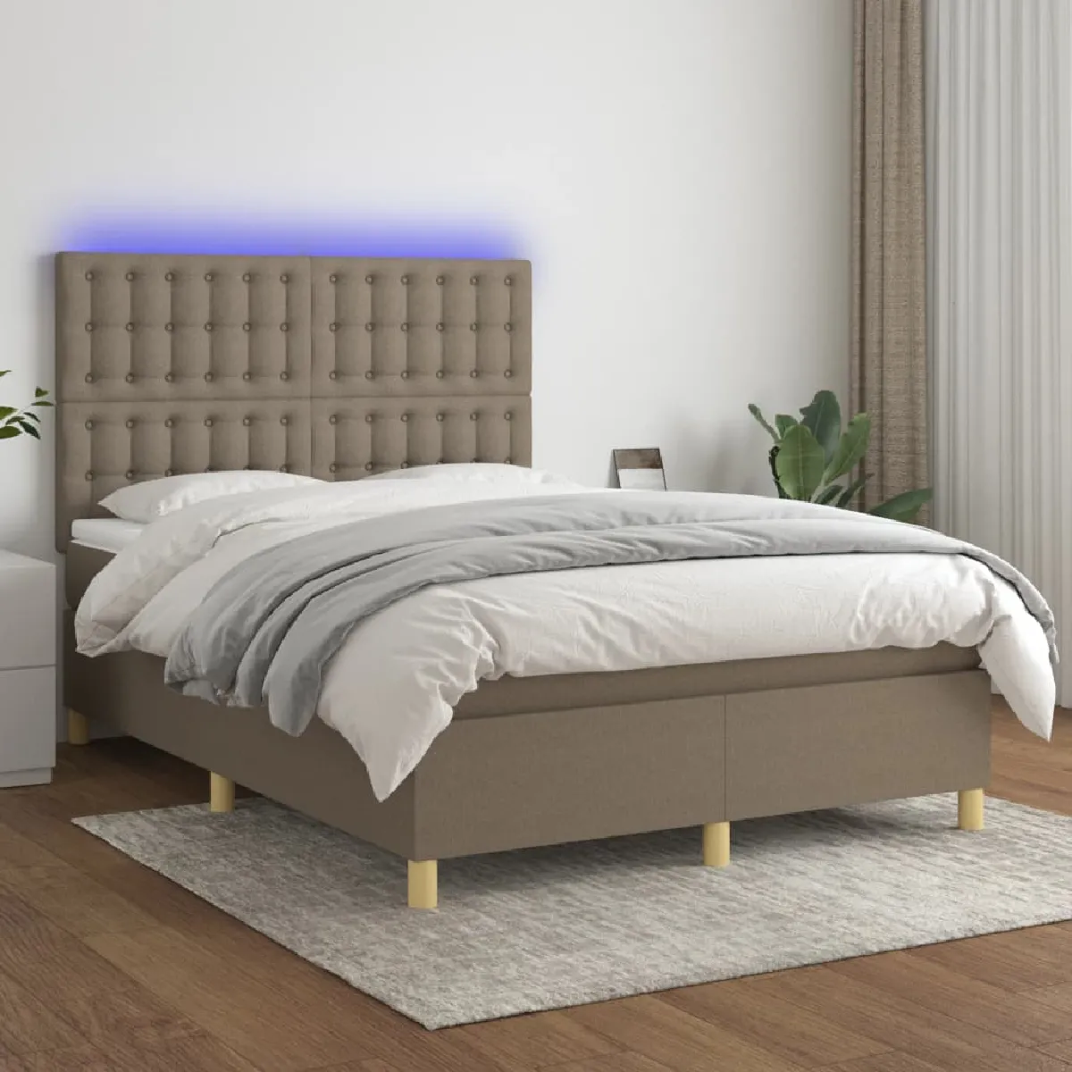 vidaXL Sommier à lattes Taupe 140x190 cm LED
