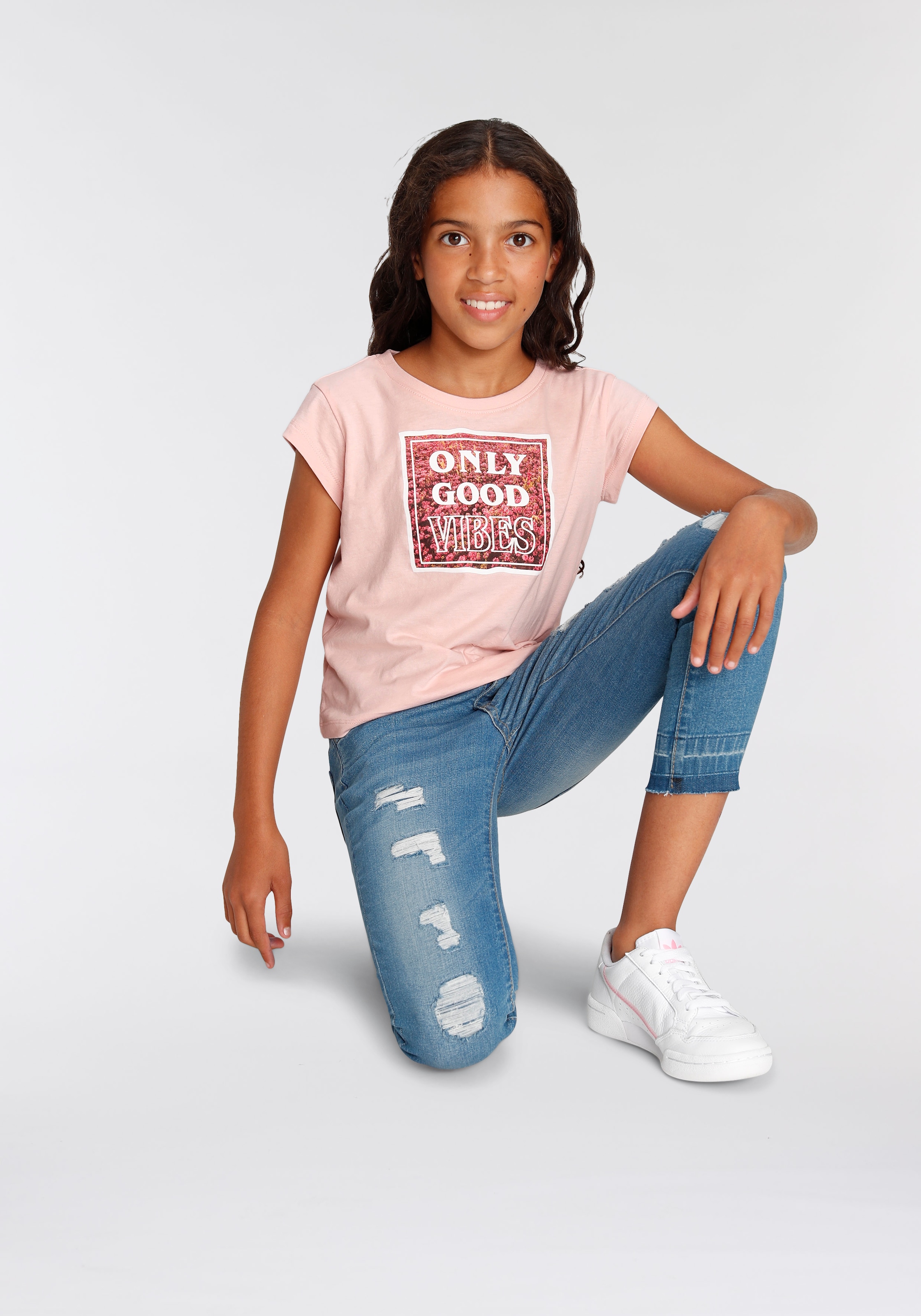 KIDSWORLD T-Shirt »ONLY GOOD VIBES - Druck«, Kurzarm,  gerade Passform,  mit peppigen Statements und Sprüchen