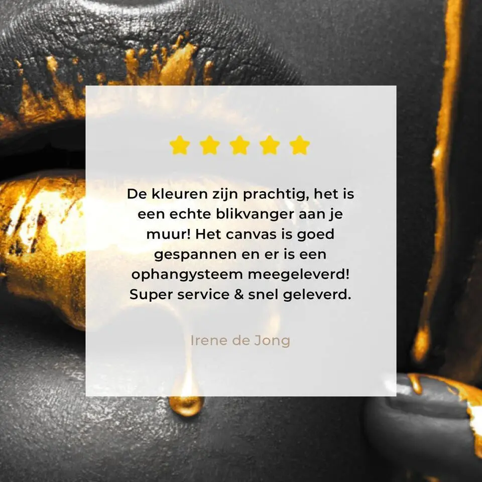 MuchoWow Canvas Schilderij 90x60cm Vrouw Zwart Goud Gezicht