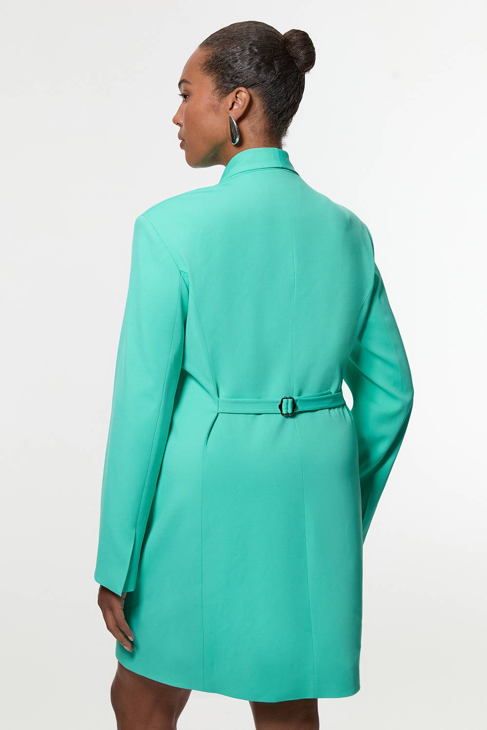 KarenMillen Robe mini blazer pour grande taille, soignée, ajustée, à double boutonnage et détails Sinch