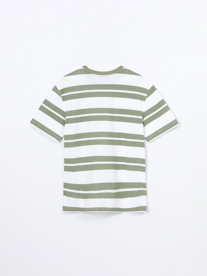 Camiseta com estampa listrada - Cáqui