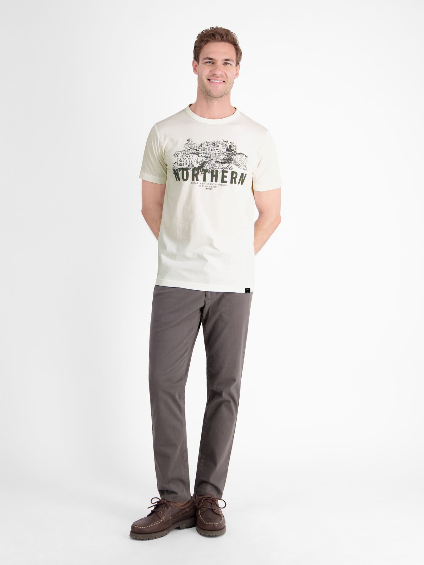 Unifarbenes T-Shirt mit Brustprint