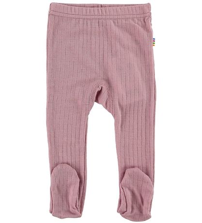 Joha Leggings m. Fuß - Wolle - Rosa m. Rib