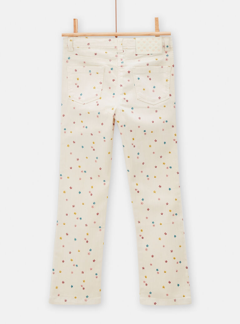 Jean à motif fleuri bleu marine flare pour fille