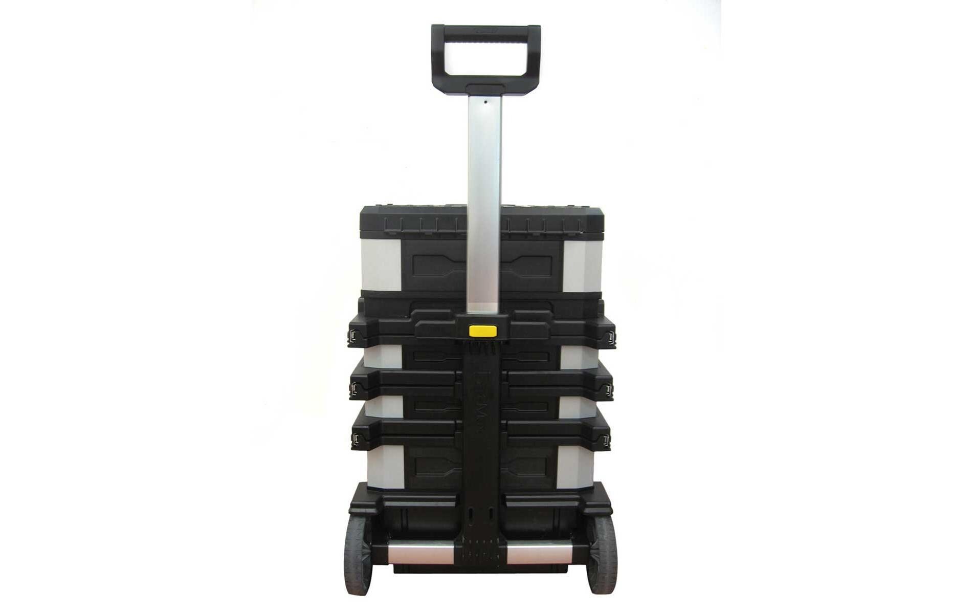 Werkzeugbox Fatmax mit Rollen<br>Rollende Werkstatt aus Metall-Kunststoff mit zwei Schubladen, einem grossen Staufach und einer abnehmbaren, 30cm hohen Werkzeugbox