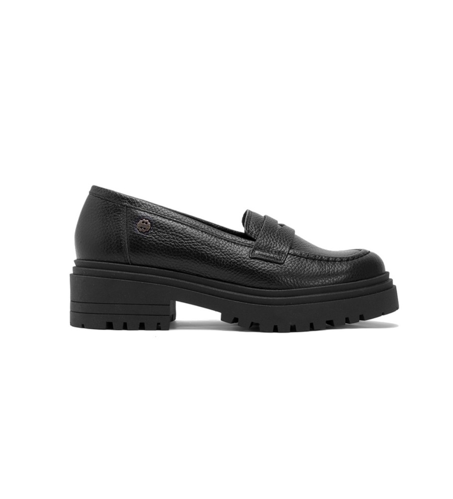 Mocassins Porronet Sahira em couro preto - Altura do salto: 5 cm -