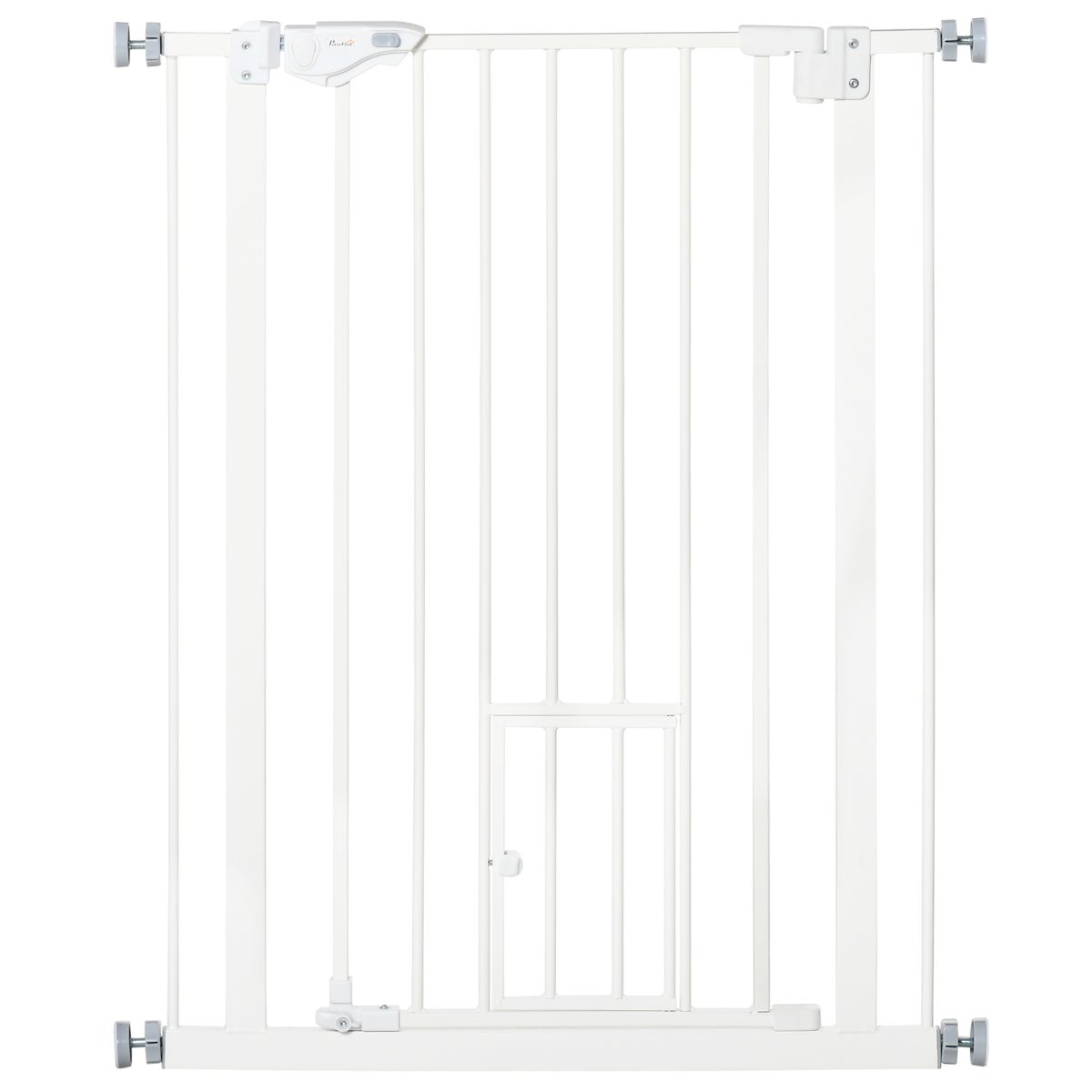 PawHut Veiligheidshek, 74-80L x 3,5B x 91,4H cm, Staal, Kunststof, Wit