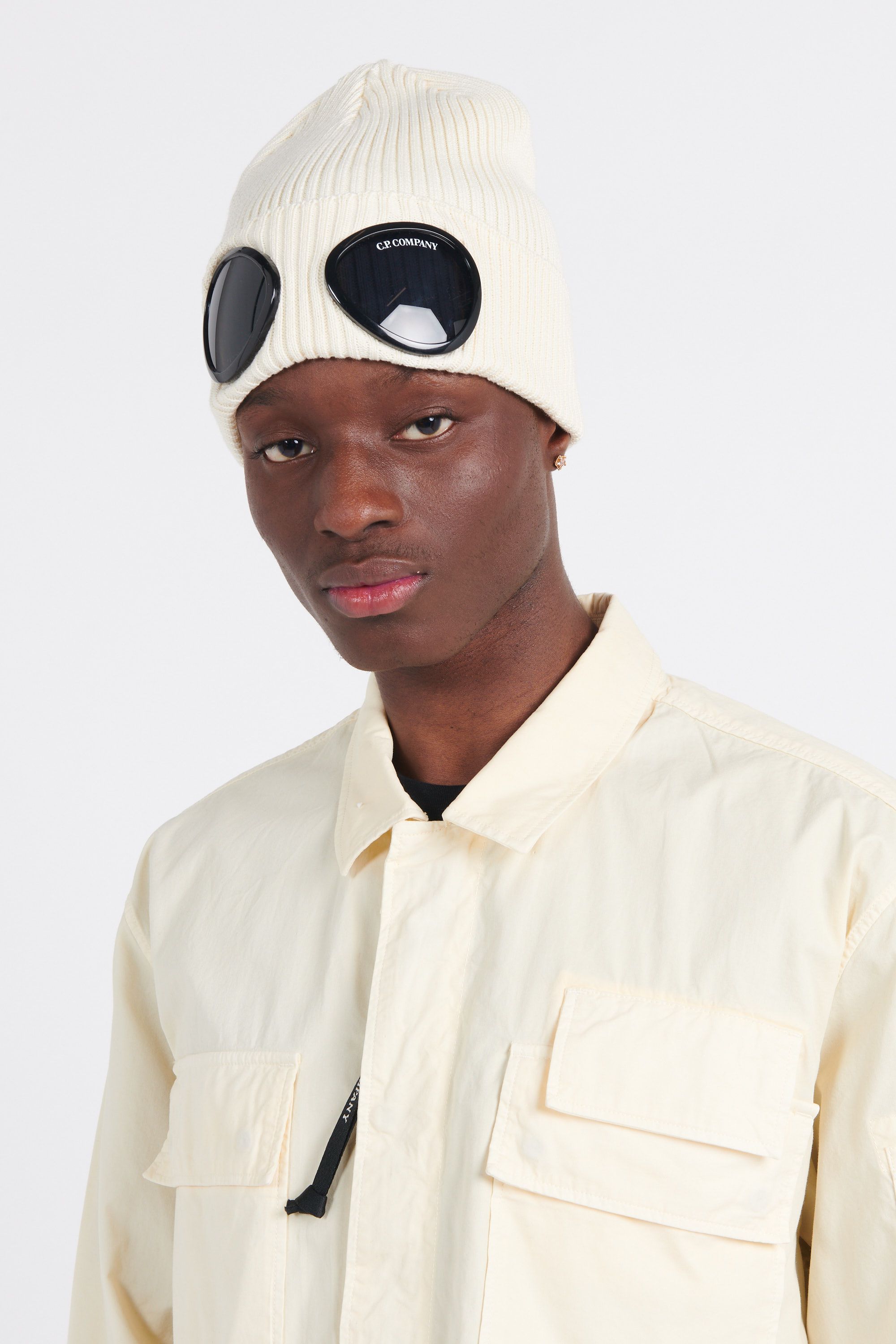 C.P. COMPANY Bonnet  COTTON GOGGLE BEANIE Beige