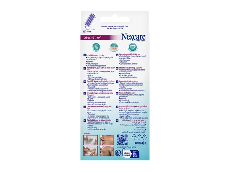 3M Nexcare Wundverschlussstreifen 6 mm x 75 mm, 6 Stück Verschlussstreifen für Wunden