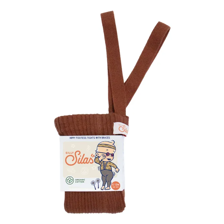 Silly Silas Collants à Bretelles Hippy Coton Bio Sans Pieds | Rouge brique