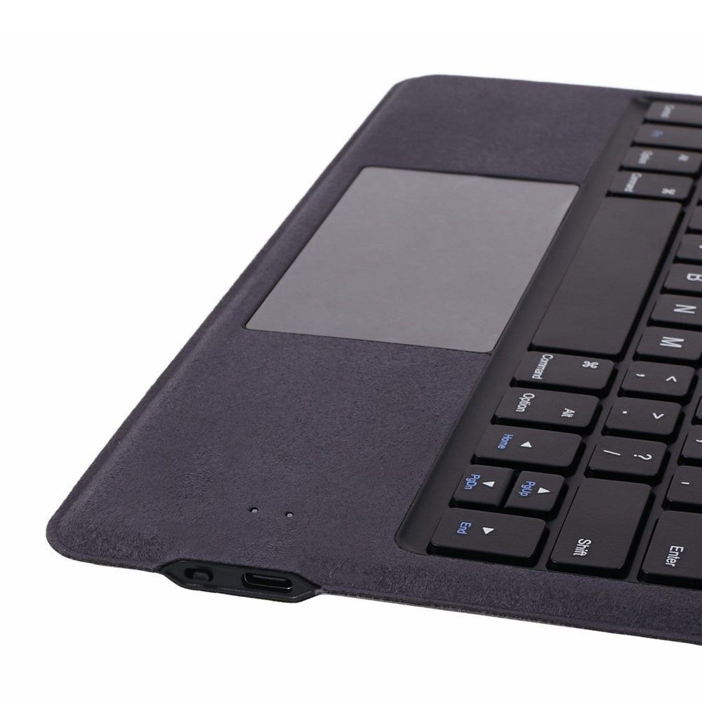 Samsung Galaxy Tab S10 FE / Tab S9 FE / Tab S9 Leder Tasche mit Bluetooth Tastatur   Touch Pad und S Pen Halter (QWERTY) - Schwarz