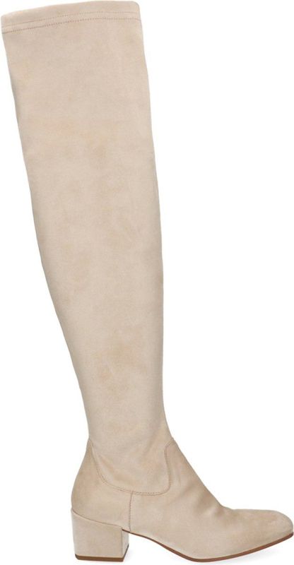 Manfield - Overknee Laarzen - Beige - Suède