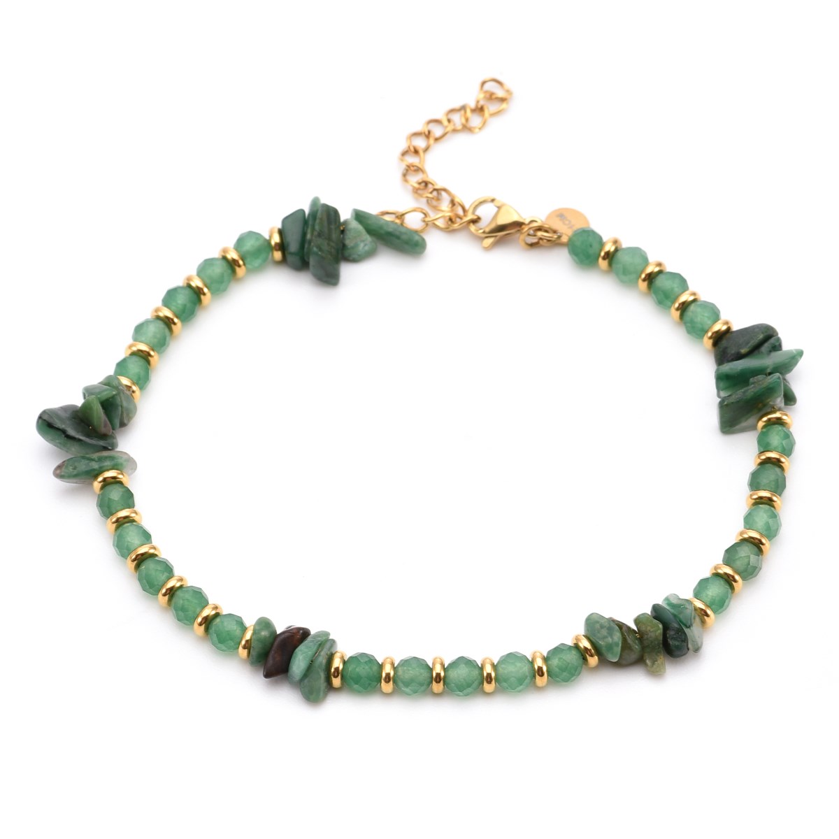 Sixty Stones - 60 - Chaîne De Cheville Doré Et Pierre Onyx Vert - 25 X 0,4 Cm-