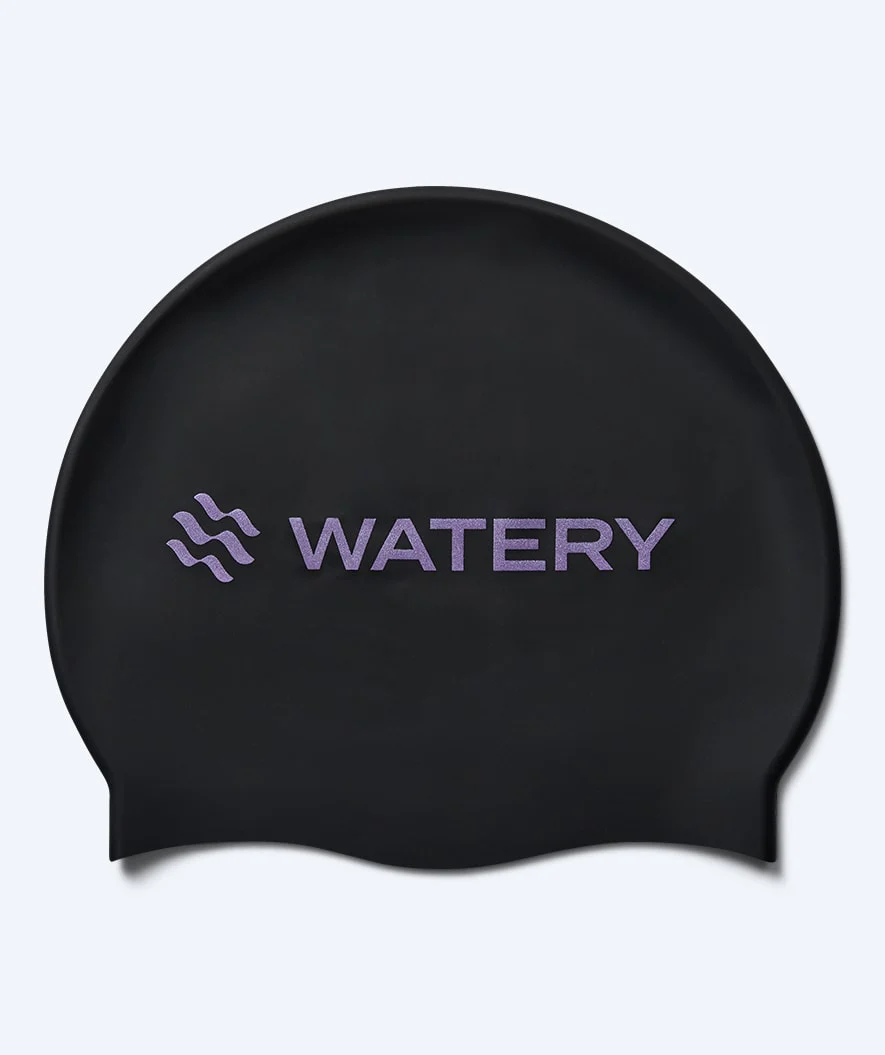 Watery badehætte - Signature Metallic - Sort/lilla