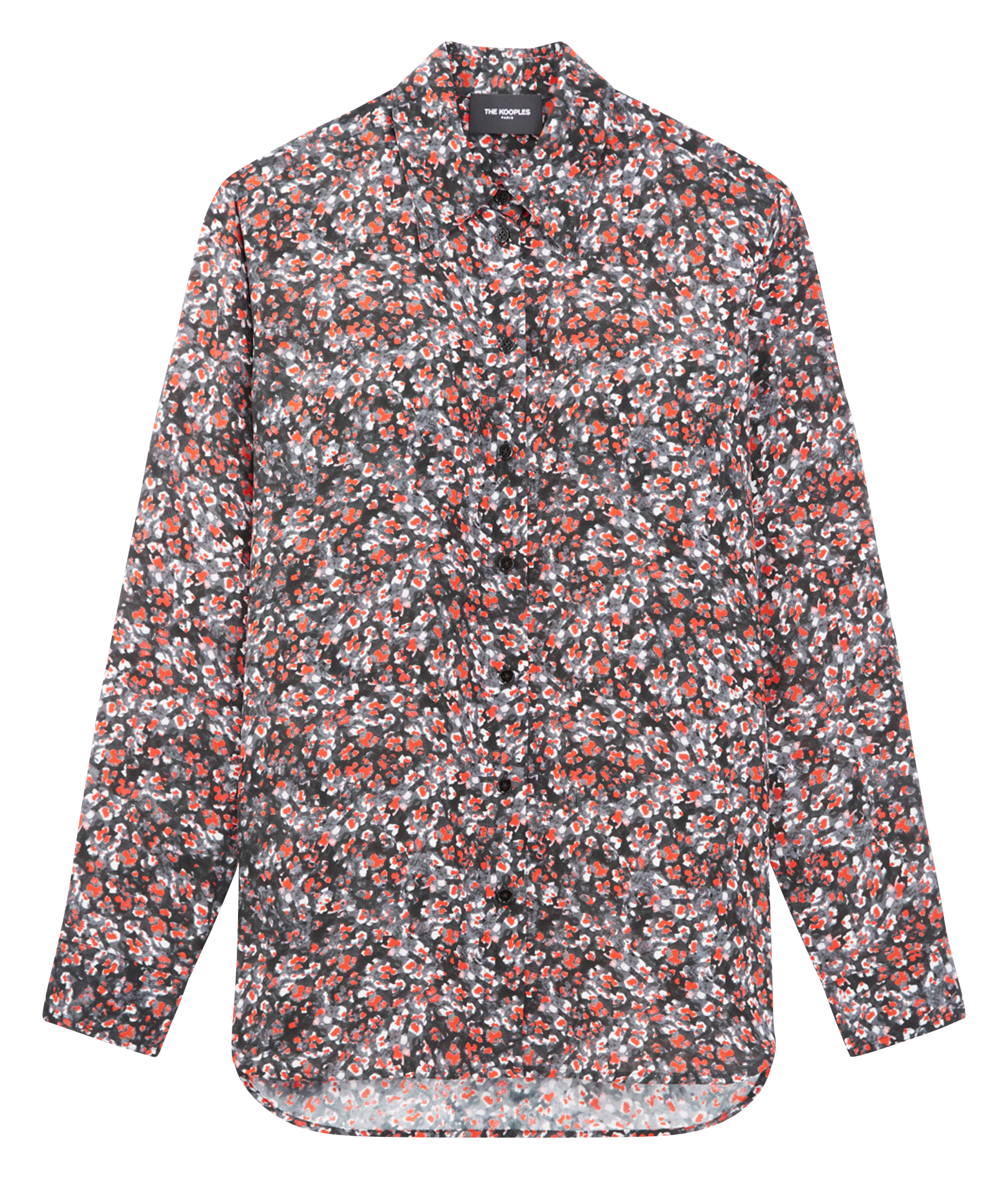 Chemise col classique en soie imprimée| Rouge