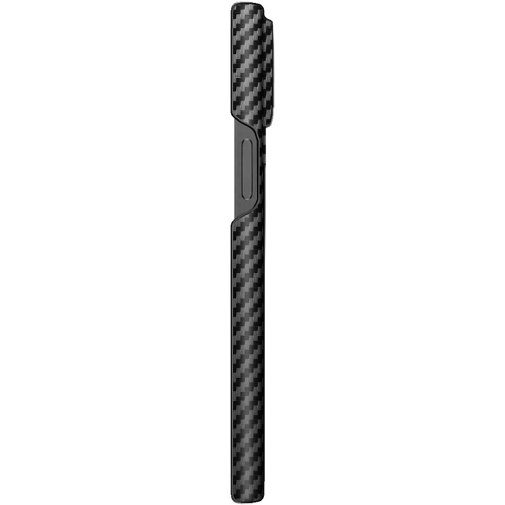 iPhone 14 Hardcase Leder Hülle im Carbon Look - Schwarz