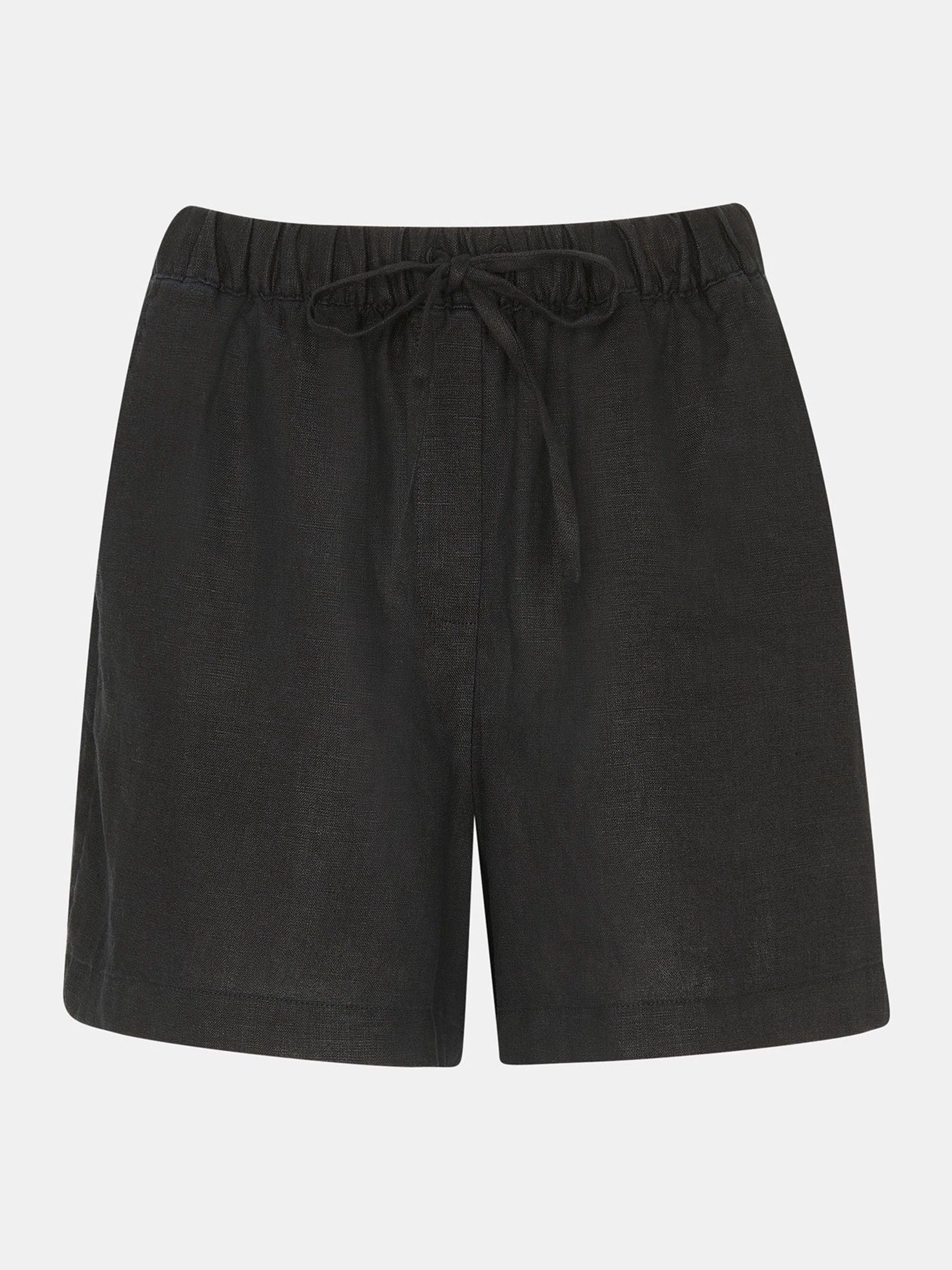 Zwart - Whistles linnen short met elastische tailleband