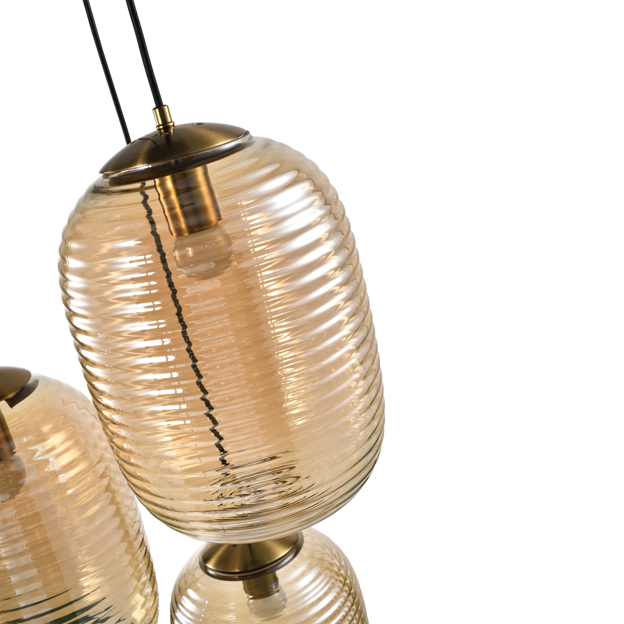 QUVIO Eettafel hanglamp - 3 lichts - Metaal - Glas - Bruin