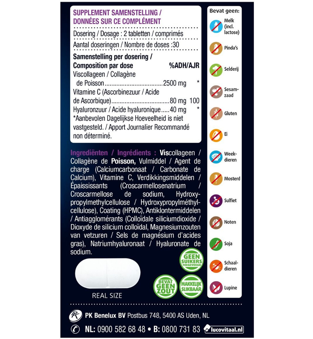 Lucovitaal Collageen 2500Mg Pure Marine (60 tabletten)
