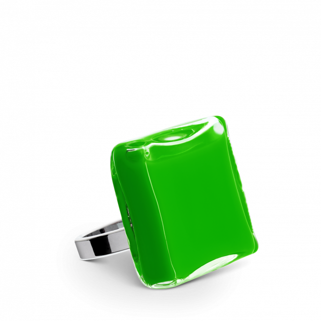 Bague en verre soufflé - Carré Mini Milk