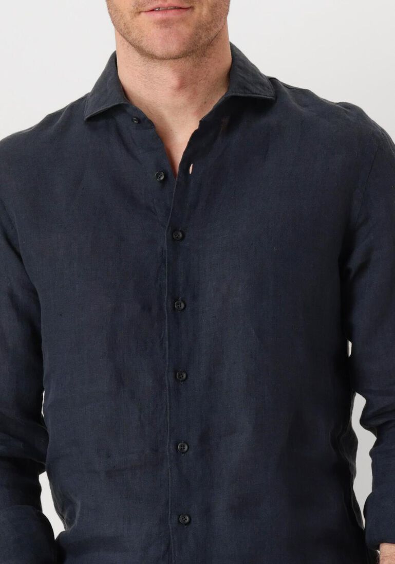 donkerblauwe profuomo klassiek overhemd shirt x-cutaway linen