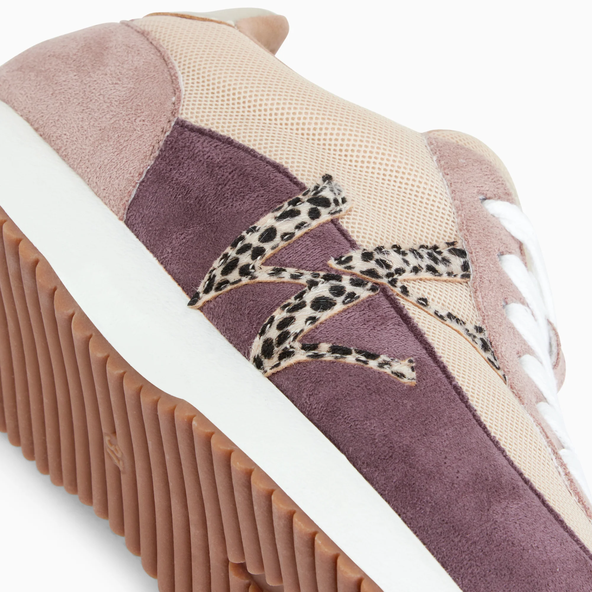 Sneakers-Baskets monogramme Adelie violet et beige à semelle running