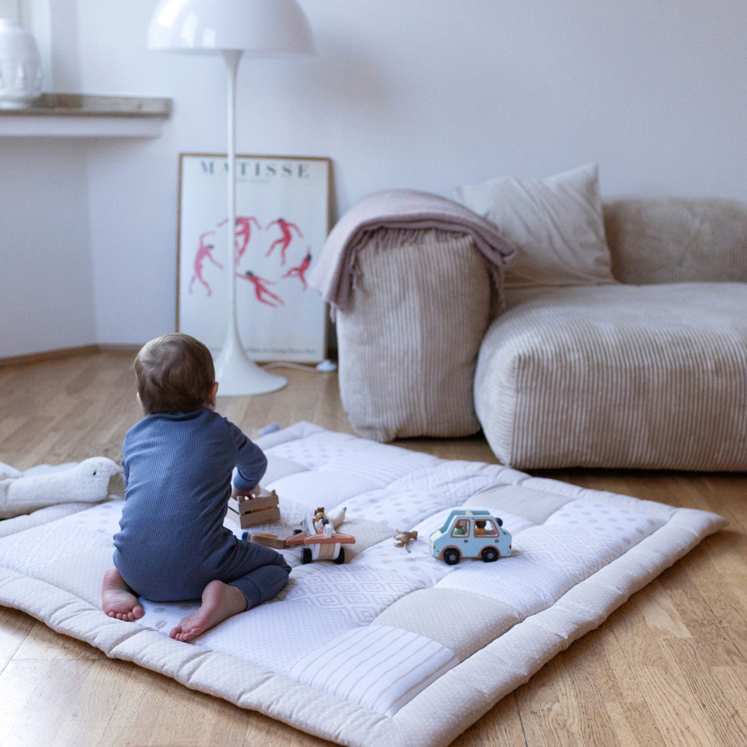 emma & noah Krabbeldecke Patchwork 140x140 cm Essential Beige