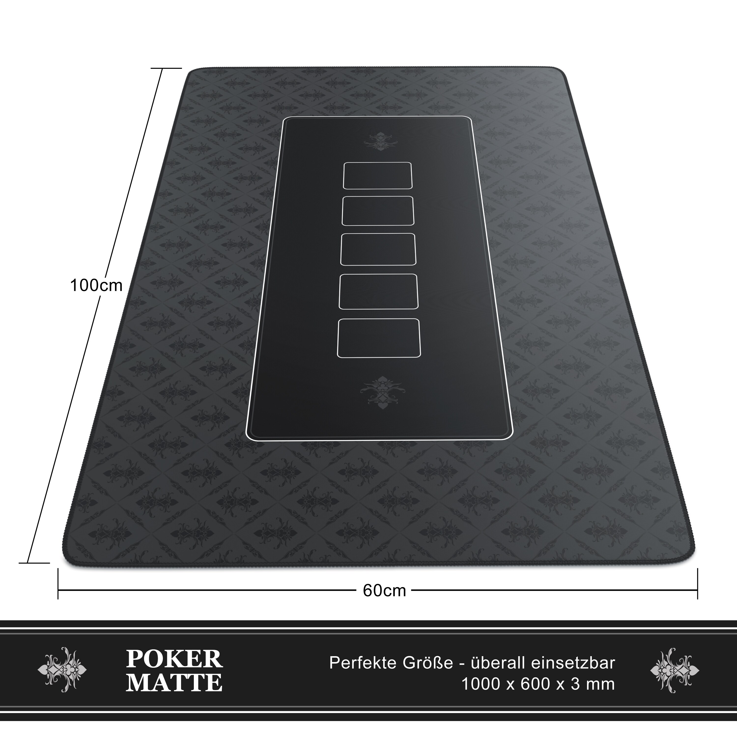 CSL XXL Pokermatte Tischauflage für Poker Kartenspiel Matte/ 100 x 60 cm /Pokertisch Auflage