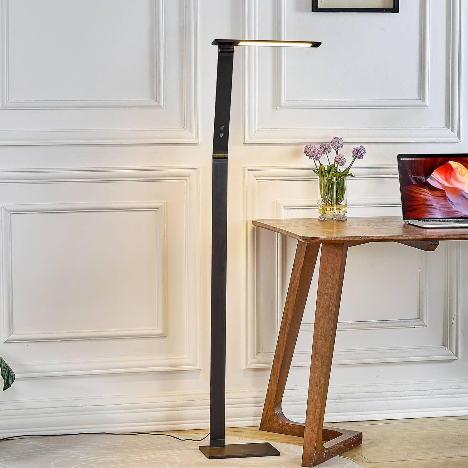 Lucande LED Stehlampe Salome dimmbar (Modern) in Schwarz aus Aluminium (1 flammig,) - Stehleuchte Floor Lamp Standleuchte Wohnzimmerlampe Arbeitszimmerleuchte