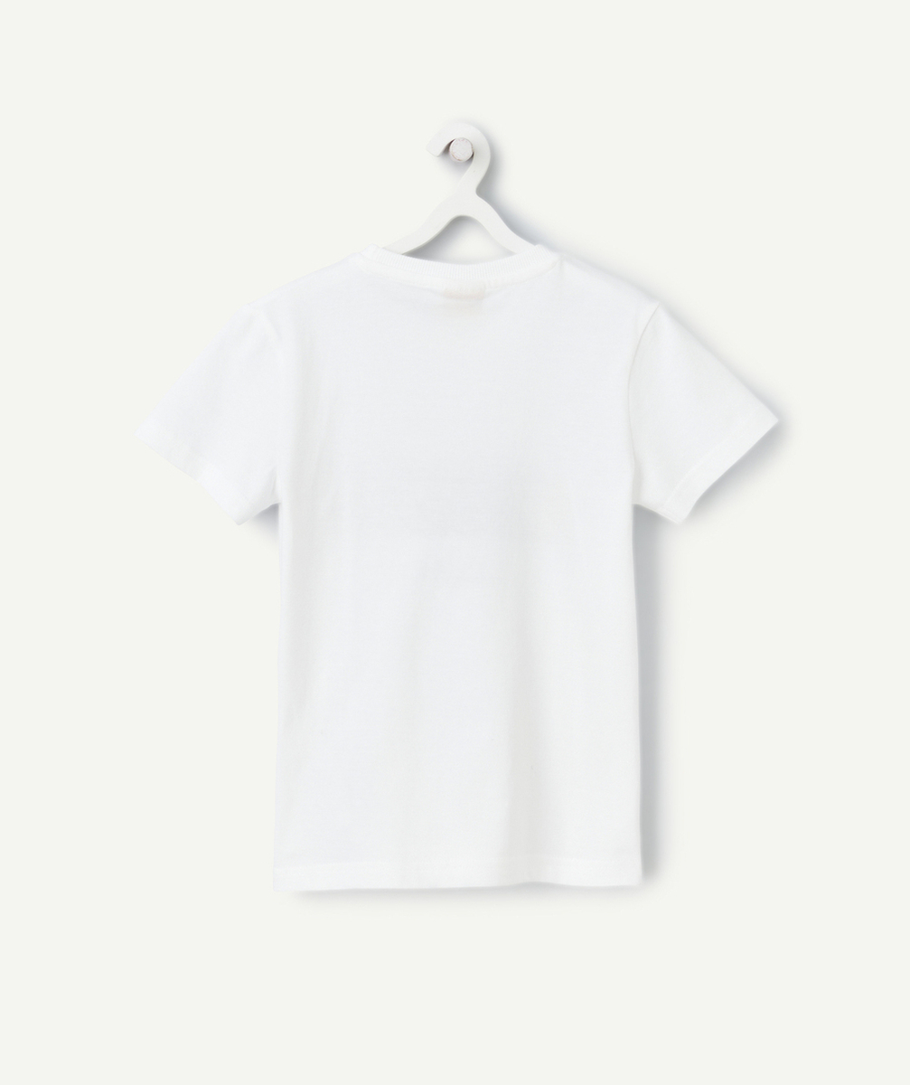 T-SHIRT GARÇON EN COTON BIO BLANC AVEC MESSAGE LOS ANGELES COLORÉ