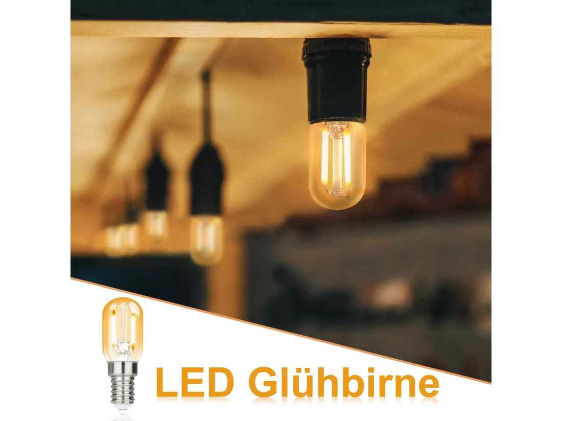 NETTLIFE Lot de 2 ampoules LED E14 T22 vintage 2 W rétro 2700 K Blanc chaud Lampe à économie d'énergie Douille E14 non variable