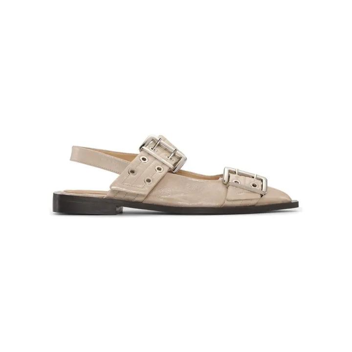 Ganni Ballerines Féminines Vernis Fibres Recyclées | Taupe