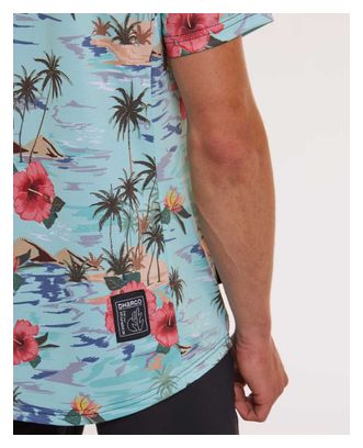 Maillot Manches Courtes Dharco Motif Floral Bleu