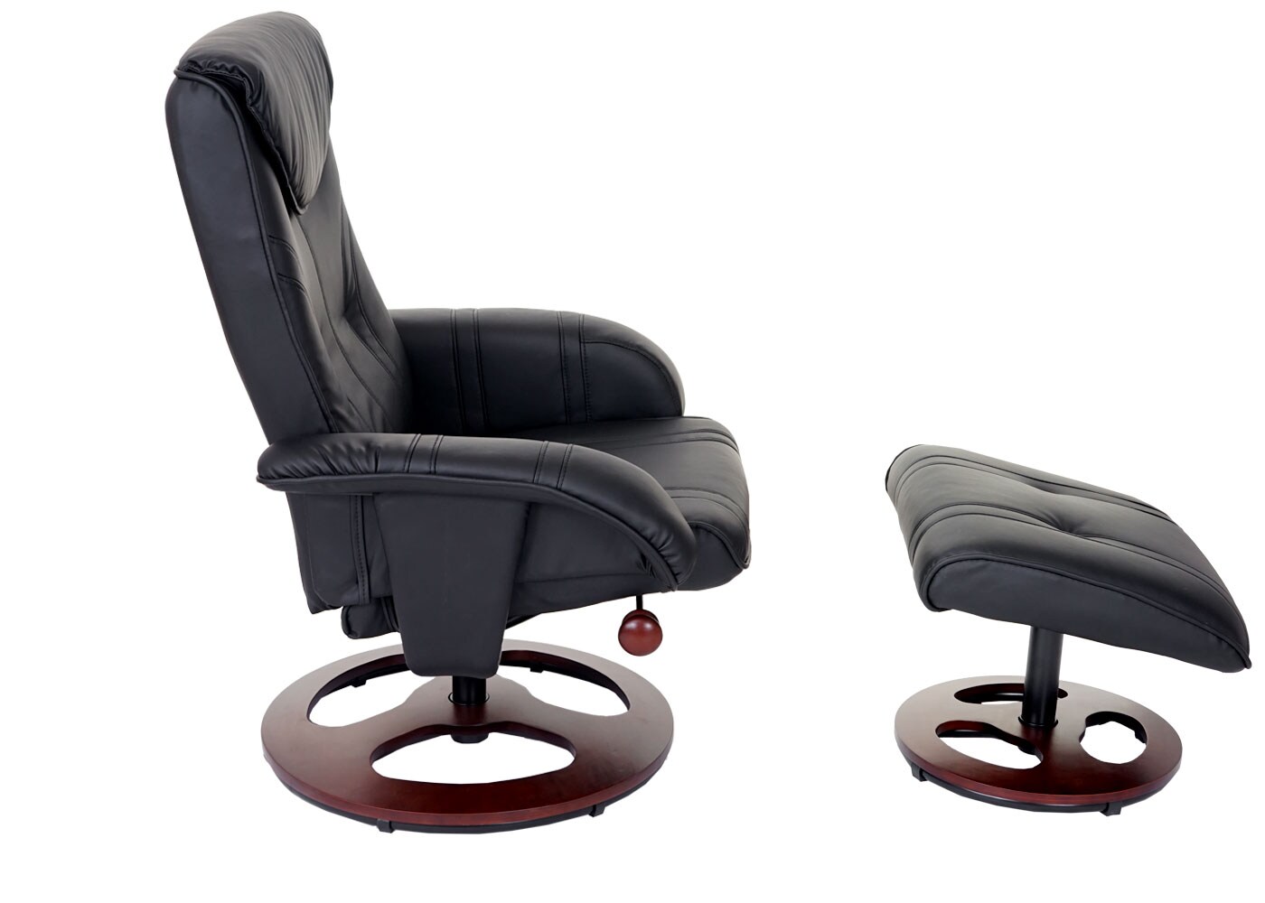 Relaxsessel MCW-C46, Fernsehsessel Sessel mit Hocker, Kunstleder ~ schwarz