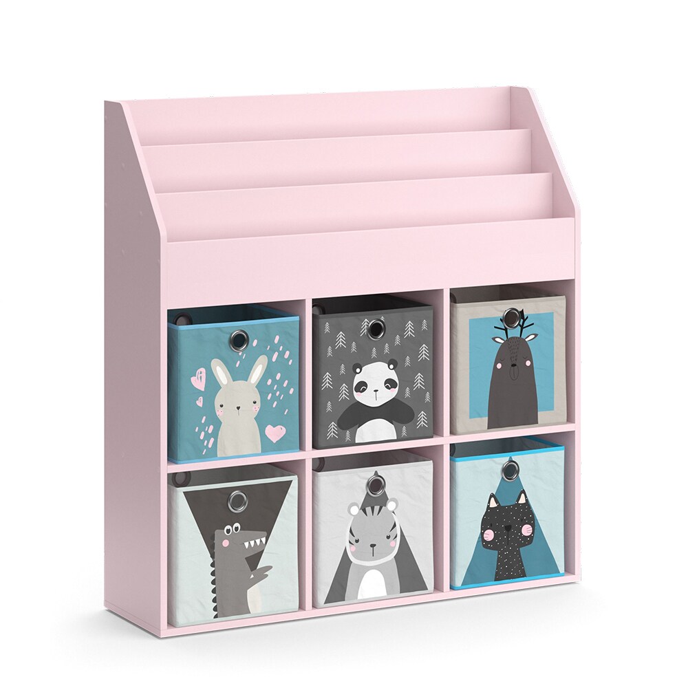 Vicco Kinderbücherregal Luigi 107 x 114 cm, Rosa, Kinderzimmerregal, Fächer, Faltboxen