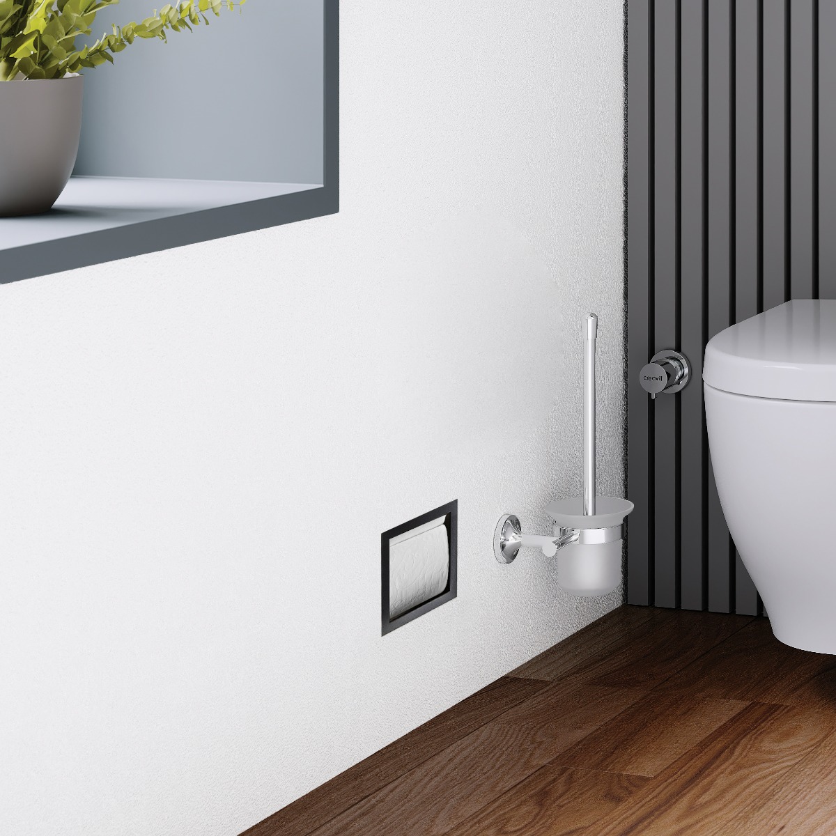 Sanigoods Rio inbouw reserve rolhouder zwart mat