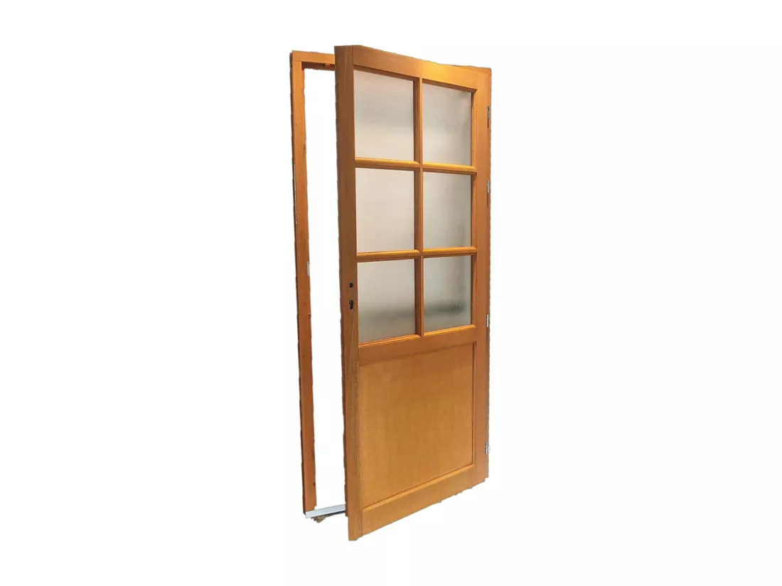Porte De Service Bois Vitrée Naxos, H,215xl,90 P,gauche Côtes Tableau Gd Menuiseries