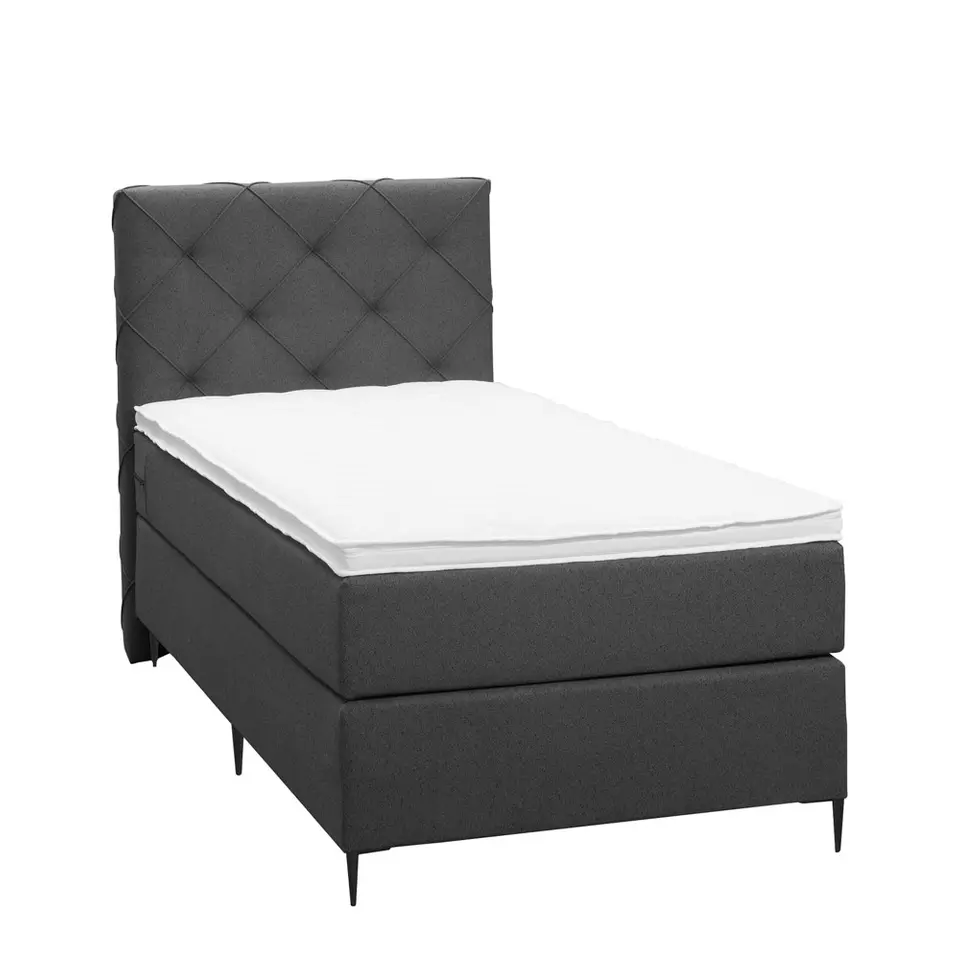 Boxspring Liv geruit - antraciet - 90x200 cm - slanke poot