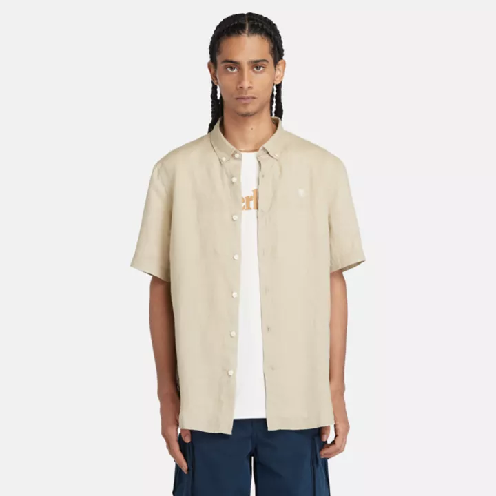 Chemise en lin Mill Brook pour homme en beige