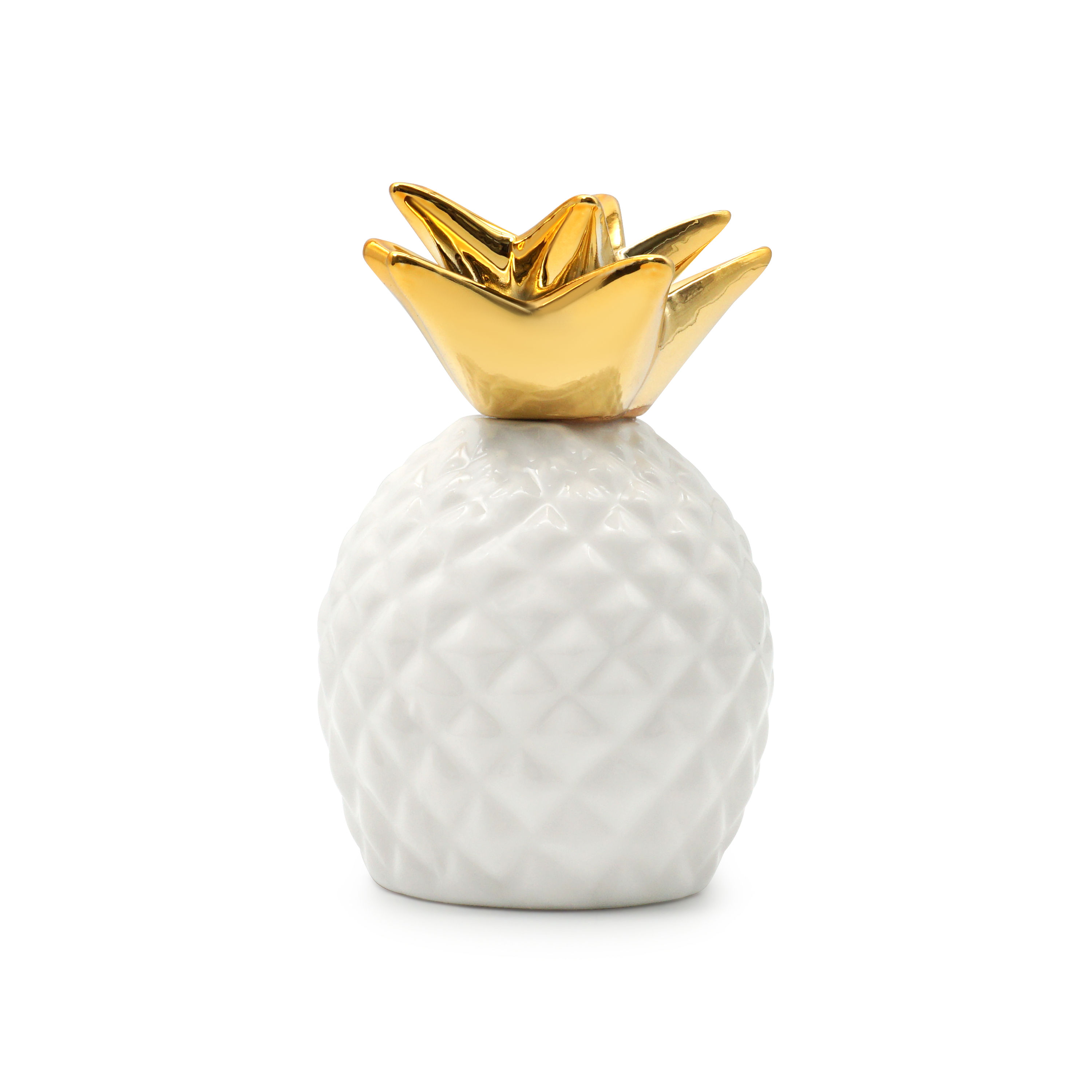 (13x9cm) Ananas Sparkasse Home Accessoire Geschenkidee Deko Spardose - Weiss / Gold