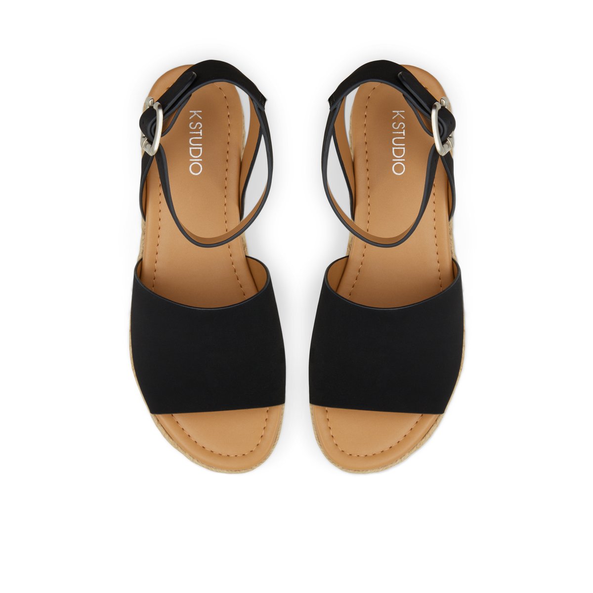 K STUDIO-Alodever-Sandales espadrilles à bride de cheville - Platforme - Noir