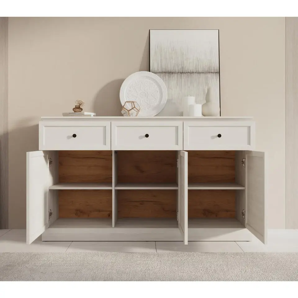 Meubella - Dressoir Leroy - Wit eiken - 146 cm