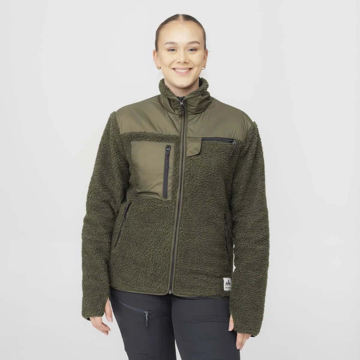 Heat Experience Unisex HeatX Heated Pile Fleece Olive Green