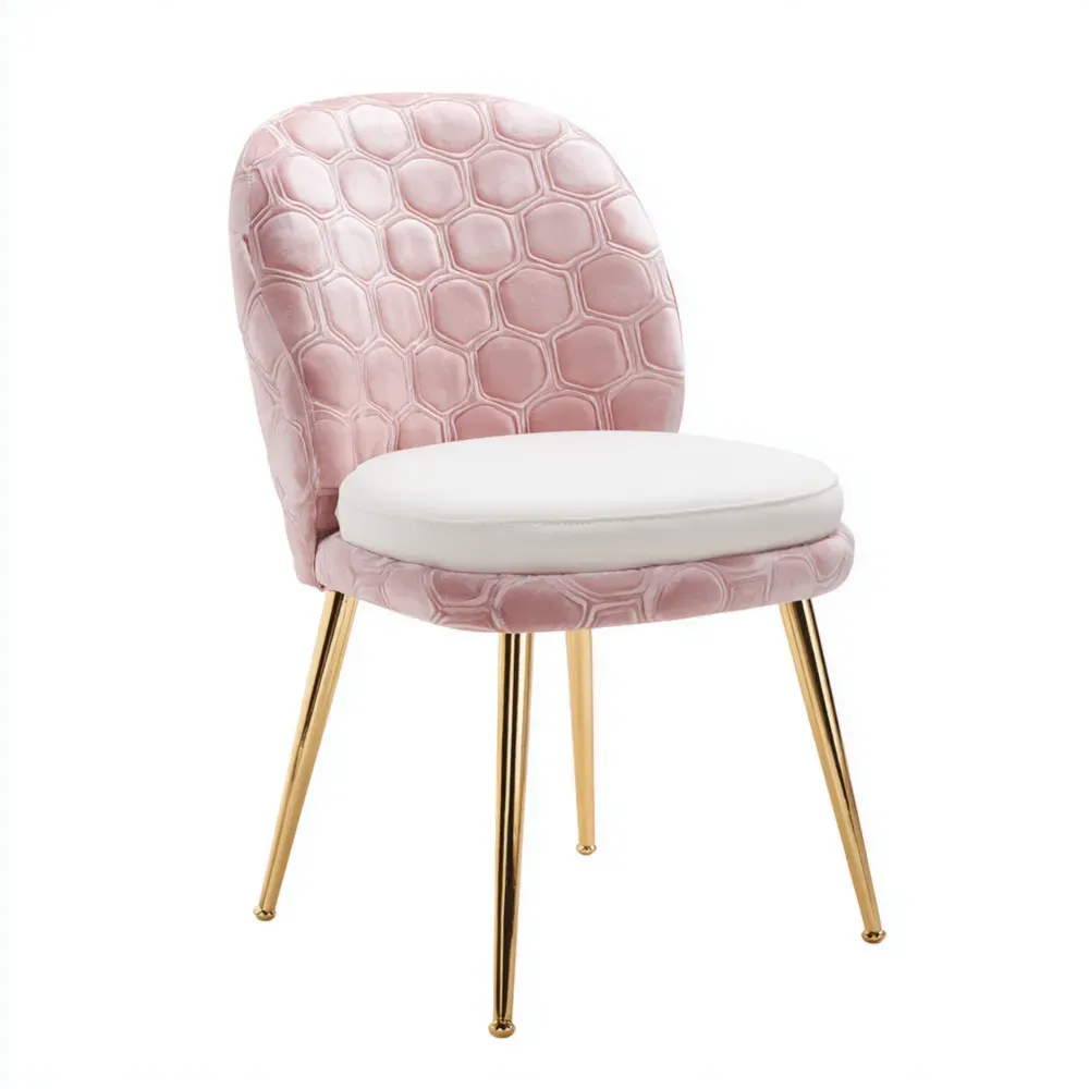 Esszimmerstuhl Polster 45x55x88 cm - Rosa/Weiß - Modernes Design